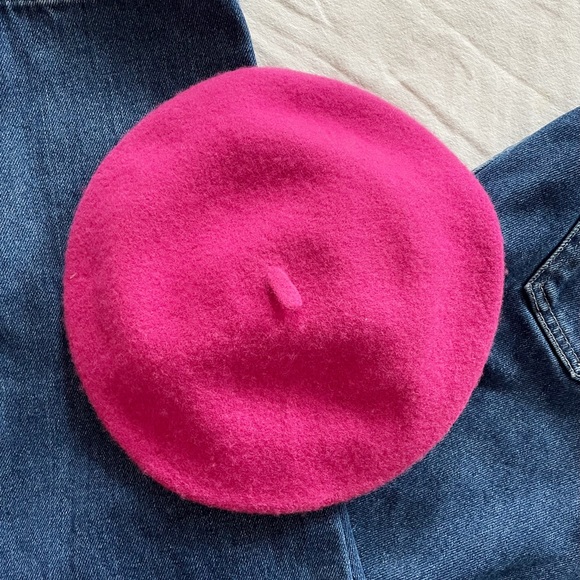 Pink Wool Beret - Picture 2 of 3